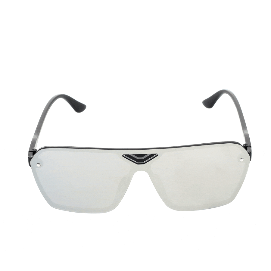 UV400 Sonnenbrille Retro Mono für Männer / Frauen - Schwarz / Silber (Eckig)