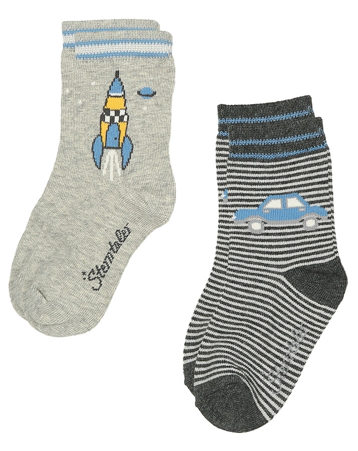 Socken FAHRZEUGE & RAKETEN 7er-Pack in grau melange