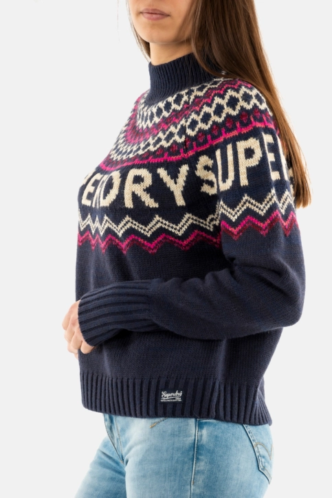 Pull hiver superdry fairisle b9r island navy multi