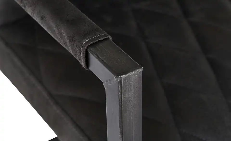 Schwingstuhl Theodor Armlehne Mikrofaser Braun, Schwarz