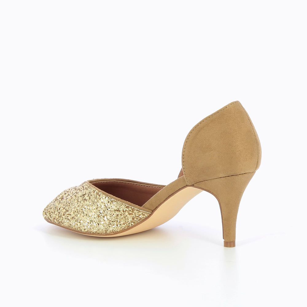 Escarpins-Escarpins peep-toe Diane camel et or