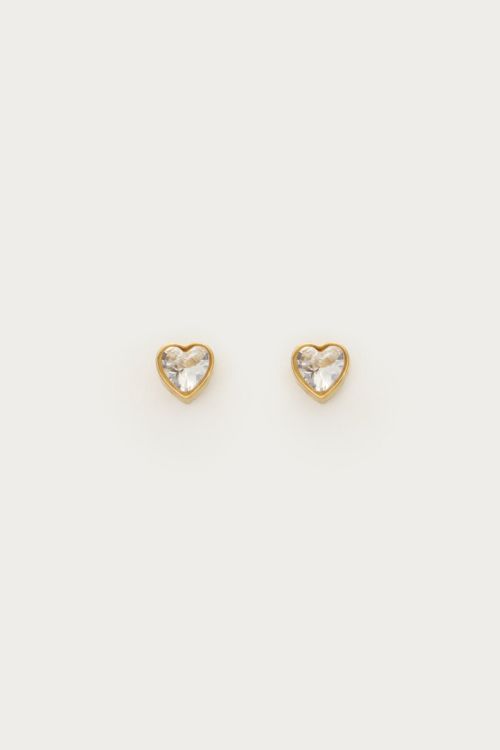 Studs met transparant strass hartje