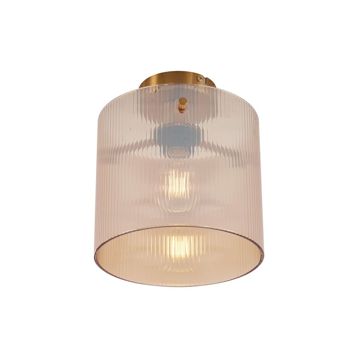 Art Deco plafondlamp messing met amber glas - Laura