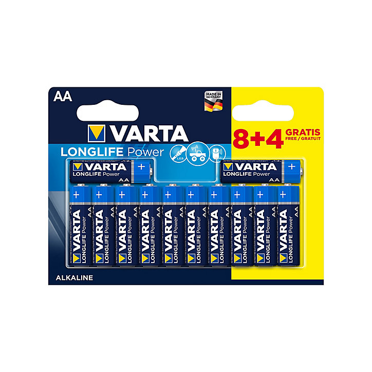 Pile alcaline AA (LR6) Varta Long-life Power, lot de 12
