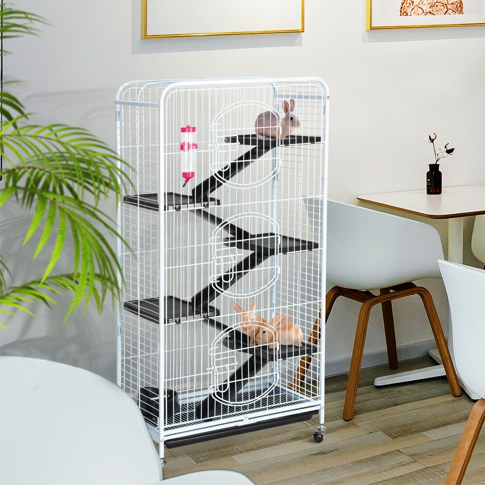 Yaheetech Nagerkäfig Nagervoliere Metall Hamsterkäfig Kleintierkäfig Käfig mit 3 Fronttür, Weiß