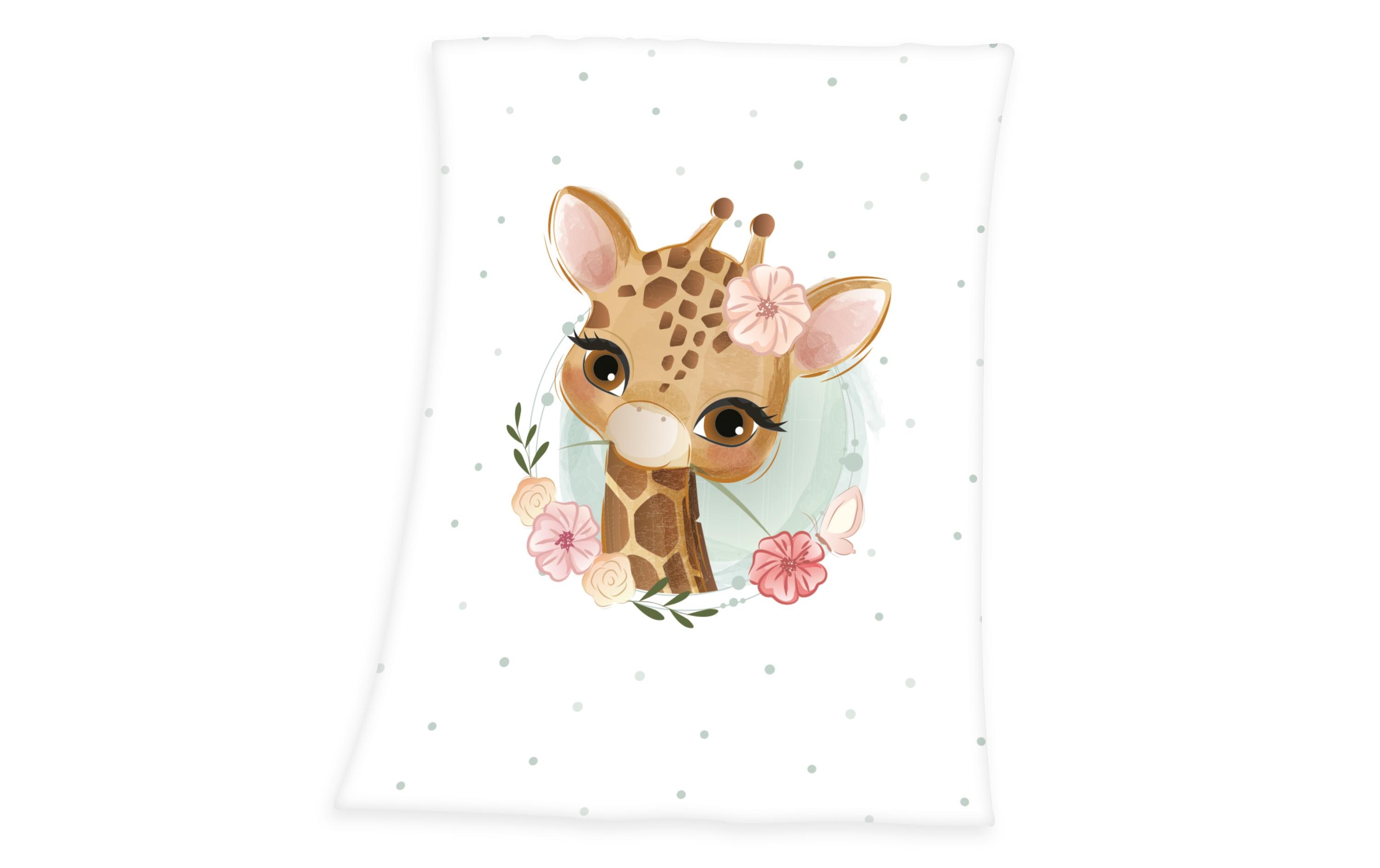 Kuscheldecke Giraffe 75 x 100 cmMicrofaser-Flauschdecke für Babys