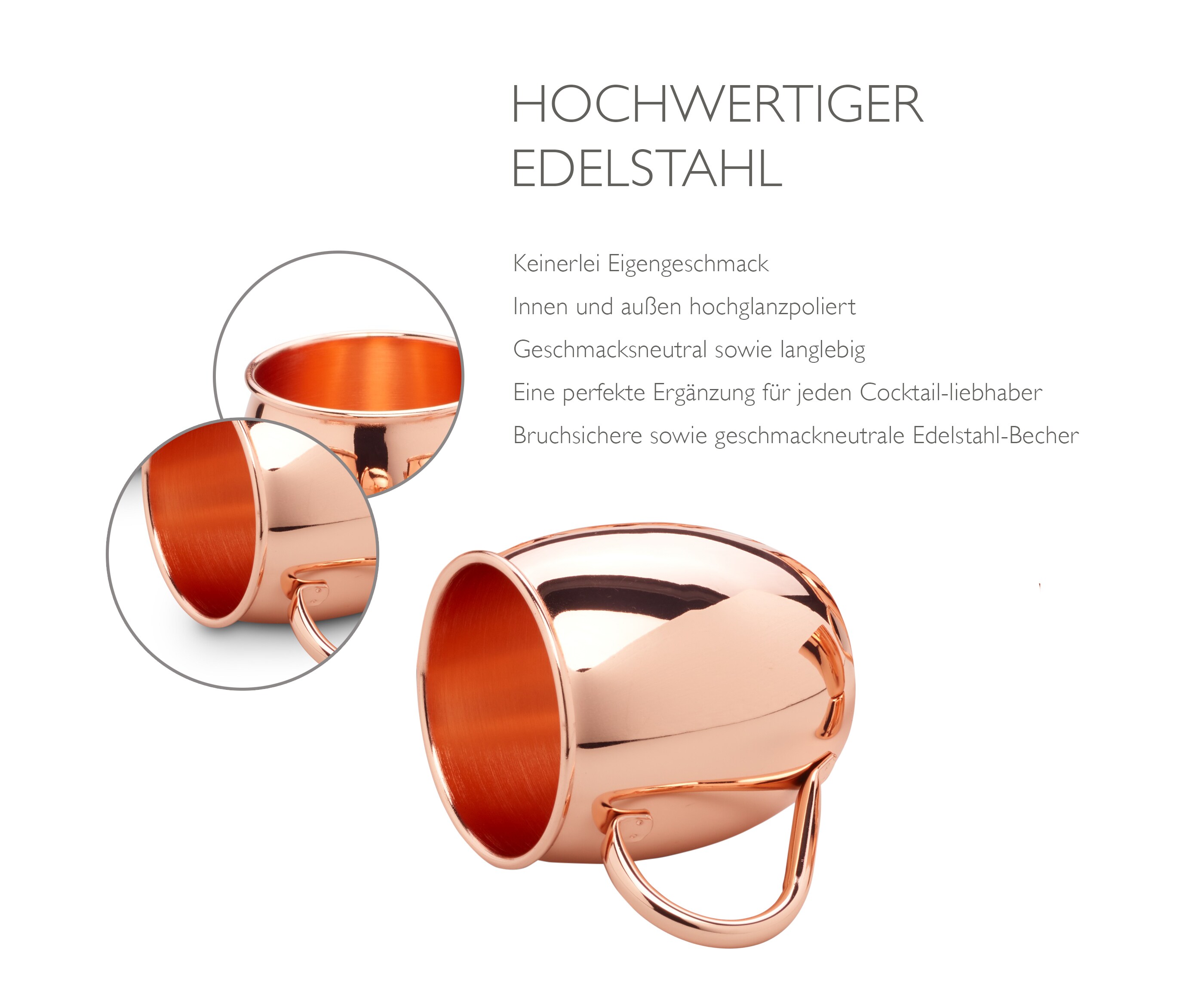 Echtwerk Moscow Mule Becher Set 5tlg aus Edelstahl