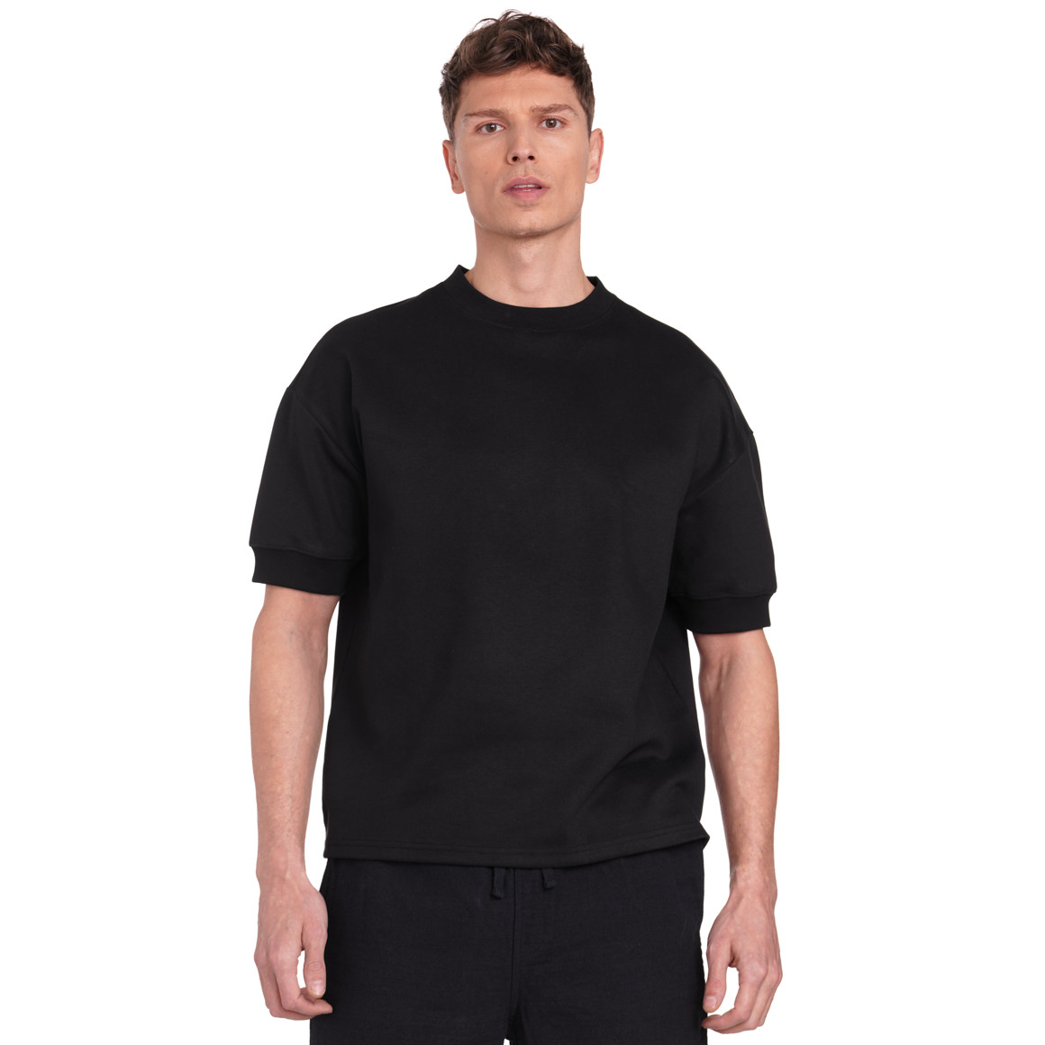 Jonas Nielsen Herren T-Shirt aus Sweat schwarz