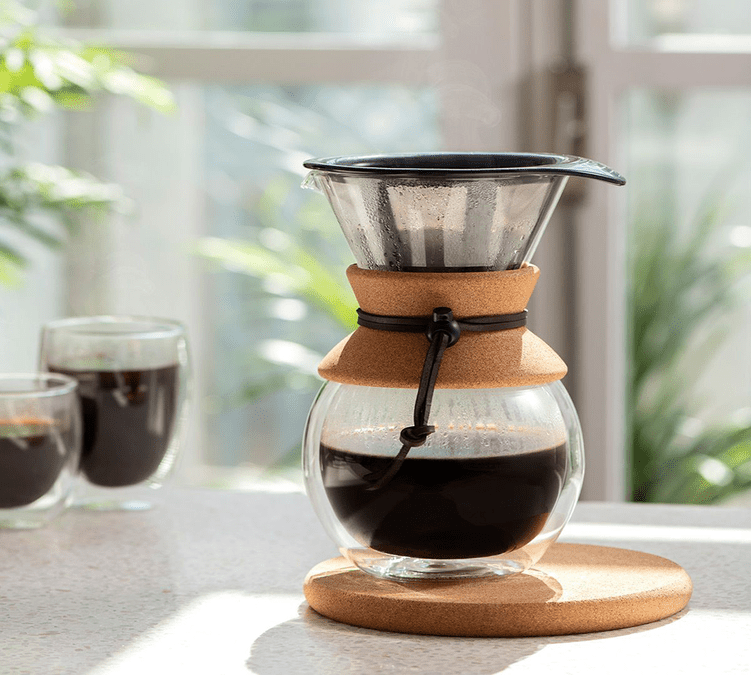 Cafetière manuelle Bodum avec filtre Pour Over liège et cuir - 12 tasses/150cl
