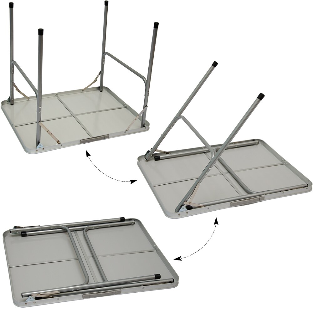 Klappbarer Campingtisch 80x60x67 cm Leichtgewicht Klapptisch Reisetisch im Kofferformat Hell Grau