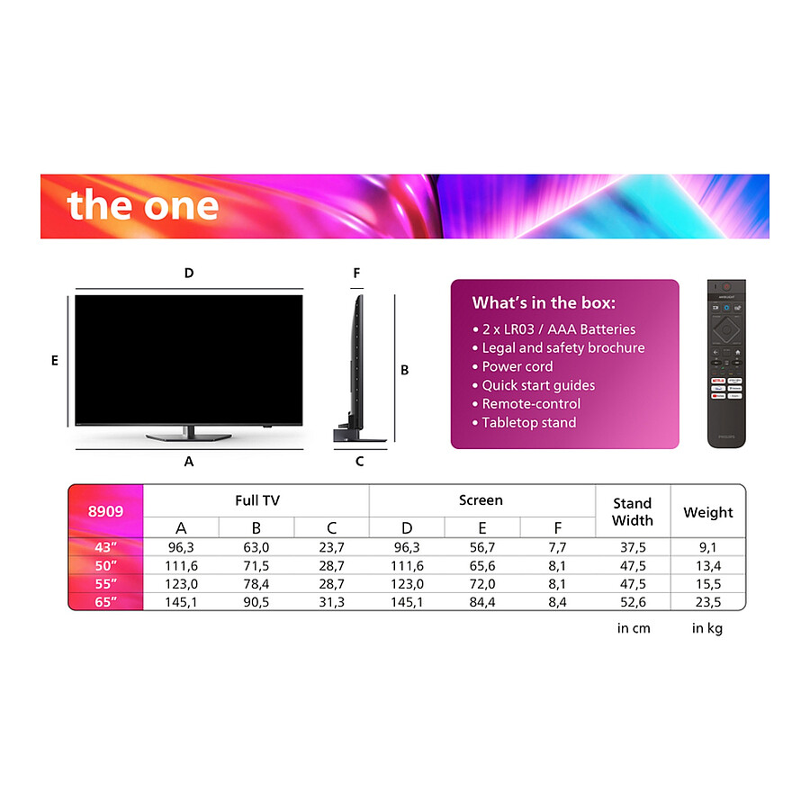 PHILIPS 43PUS8909 - TV 4K UHD HDR - 108 cm