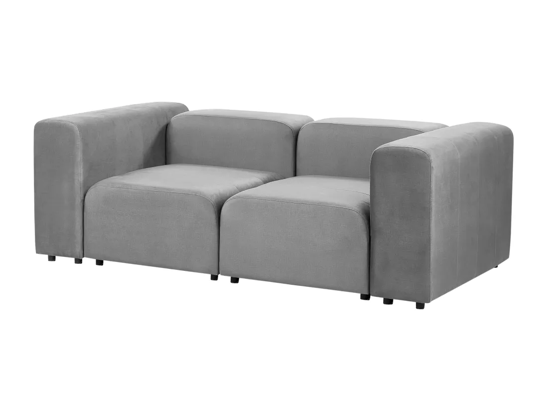 Canapé 2 places modulable en velours gris FALSTERBO