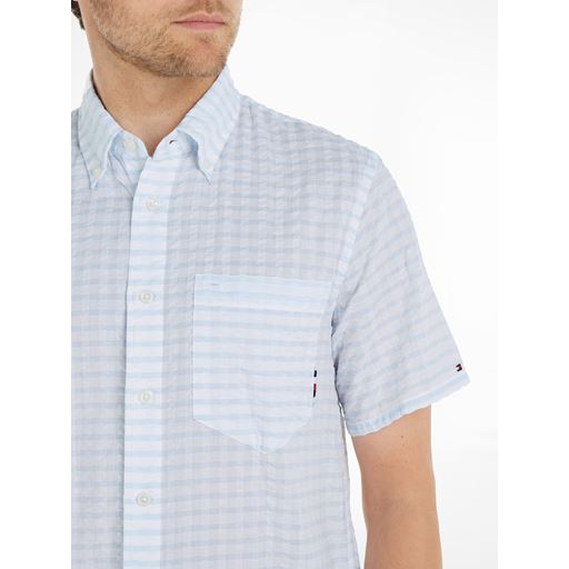 Tommy Hilfiger Check Kortærmet Skjorte, Optic White/ Cloudy Blue, S