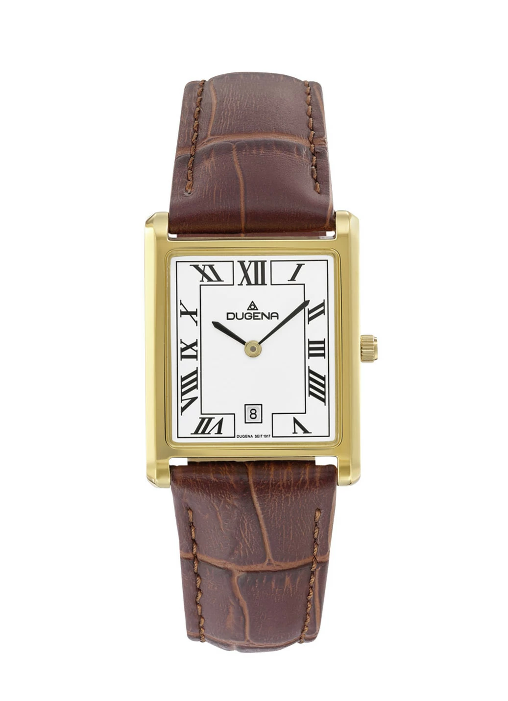 Dugena-Quartz-Herrenuhr mit Edelstahlgehäuse und Lederband