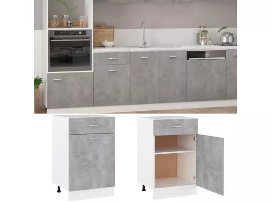 Armoire de plancher à tiroir Gris béton Bois d’ingénierie