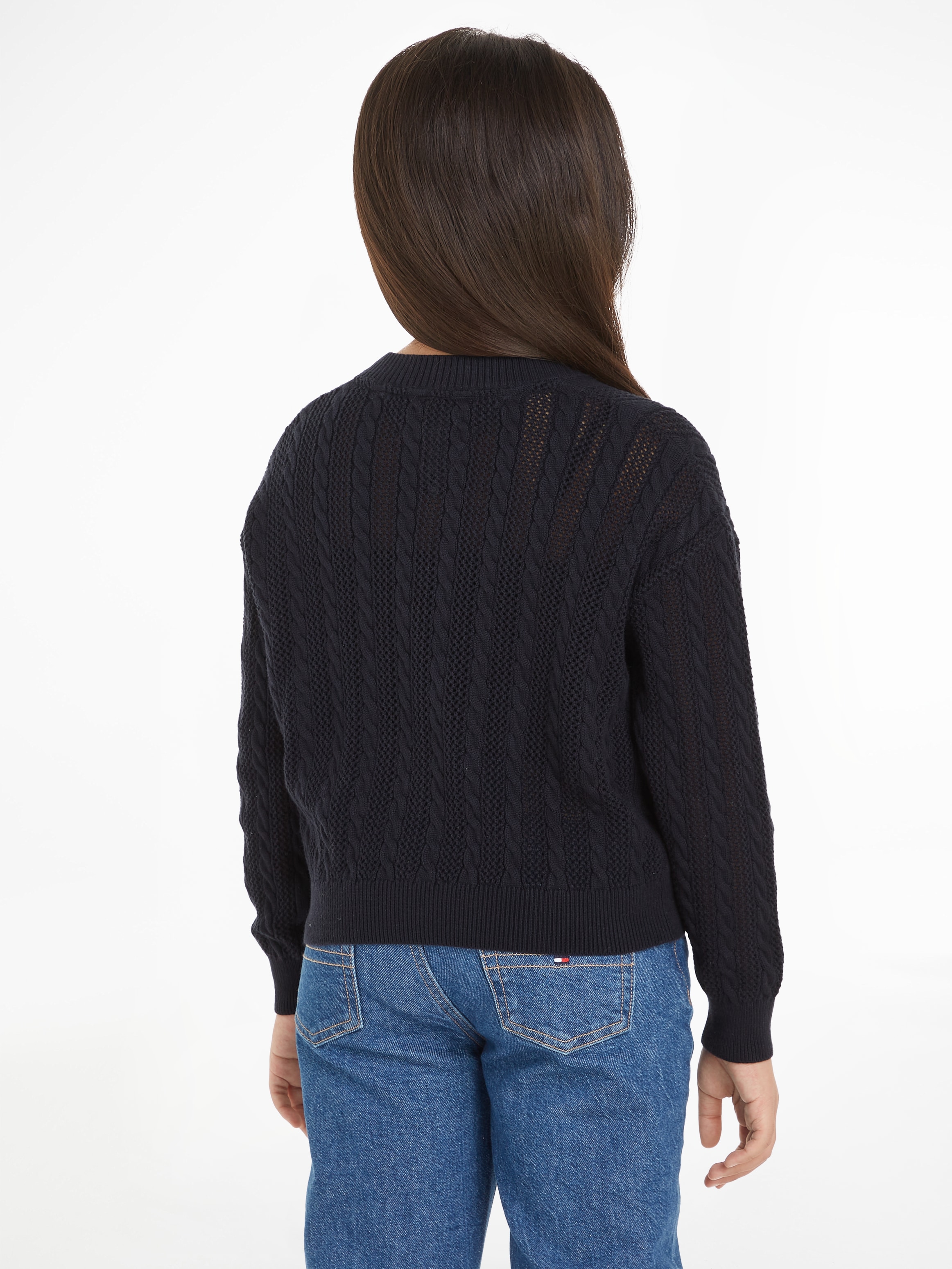 Tommy Hilfiger Strickjacke »ESSENTIAL CABLE REGULAR CARDIGAN« Kinder bis 16 Jahre mit Logostickerei
