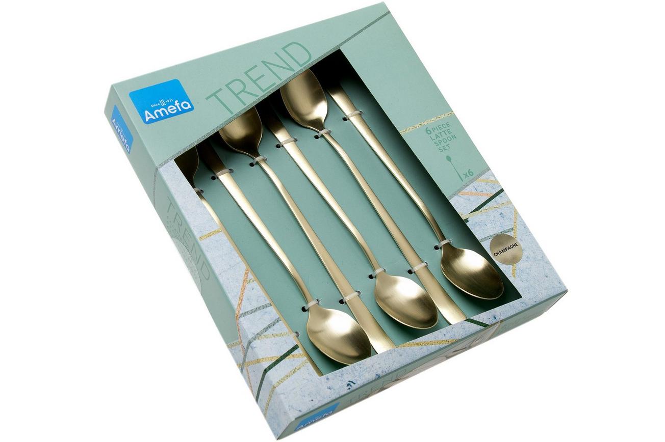 Amefa Austin 1410, 1410AVTR06AV6 sorbetlepels / Latte Macchiato lepels champagne kleur, 6 stuks