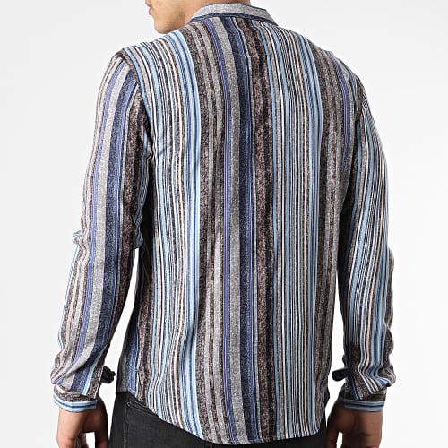 Chemise Manches Longues G-9035 Gris Bleu