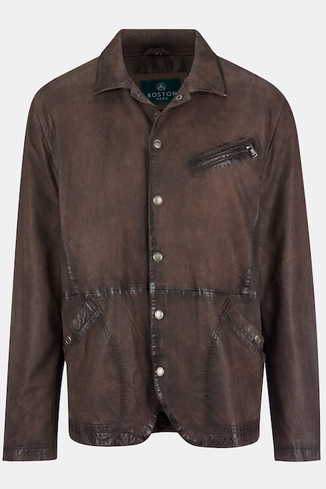 Boston Park Lederjacke, Used-Optik-Nähte, bis 74
