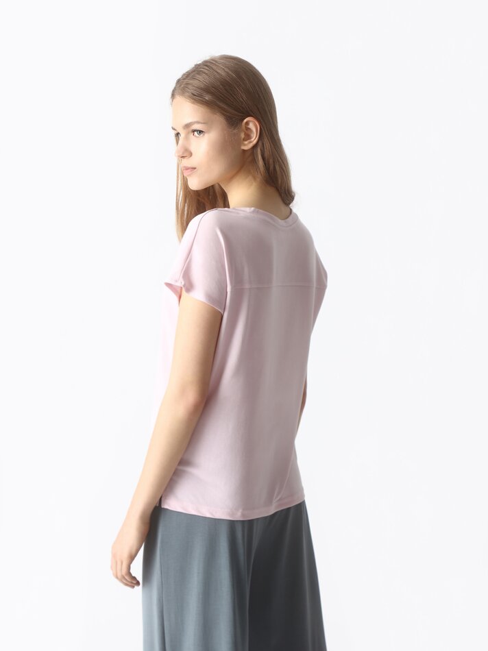 Camiseta fluida de manga curta - Rosa Pastel