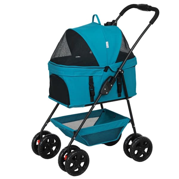 Hundevogn 3 i 1 hundevogn sammenleggbar hundeboks, sammenleggbar transportpose med drikkeholder, hundevogn, kattevogn med 360° hjul kattevogn for mini