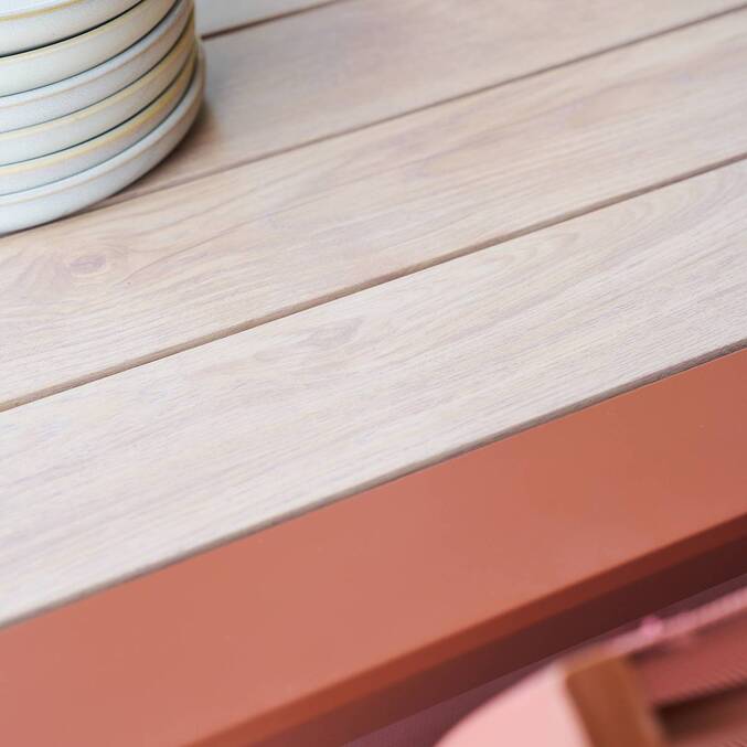 Table de jardin extensible rectangulaire EVASION Effet bois Honey / Acajou