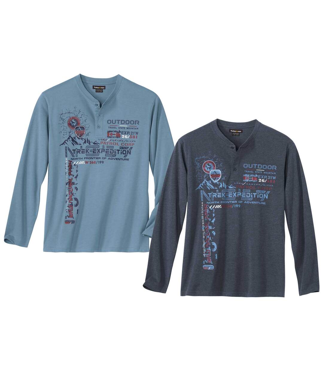 Lot de 2 Tee-Shirts Col Tunisien Passion Outdoor