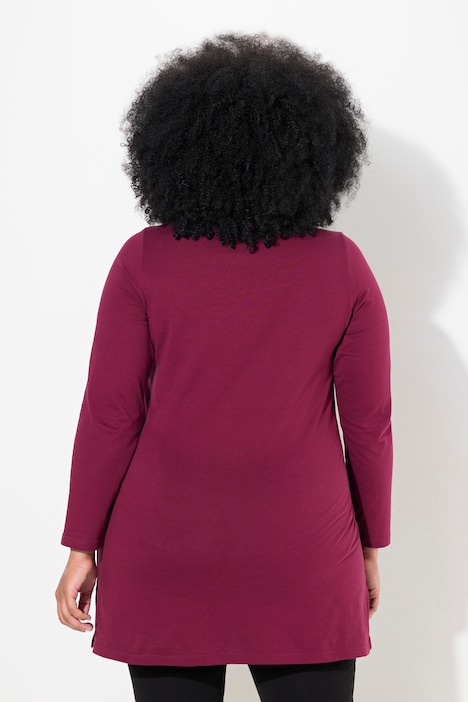 Longshirt, A-Linie, Keyhole, Rundhals, Langarm