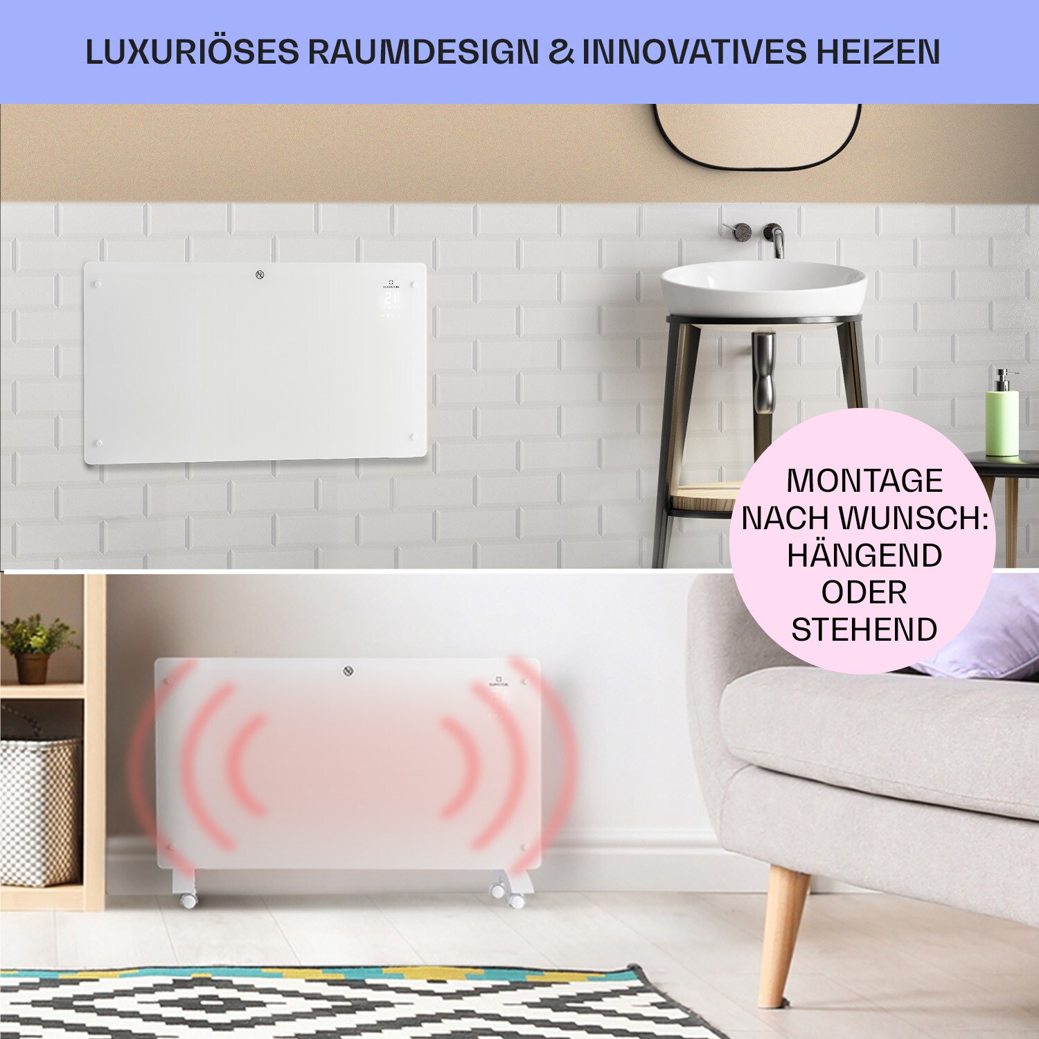 Bansin Crystal Smart Konvektions-Heizgerät 1500W 5 - 50 °C App-Steuerung Weiß 1500 W
