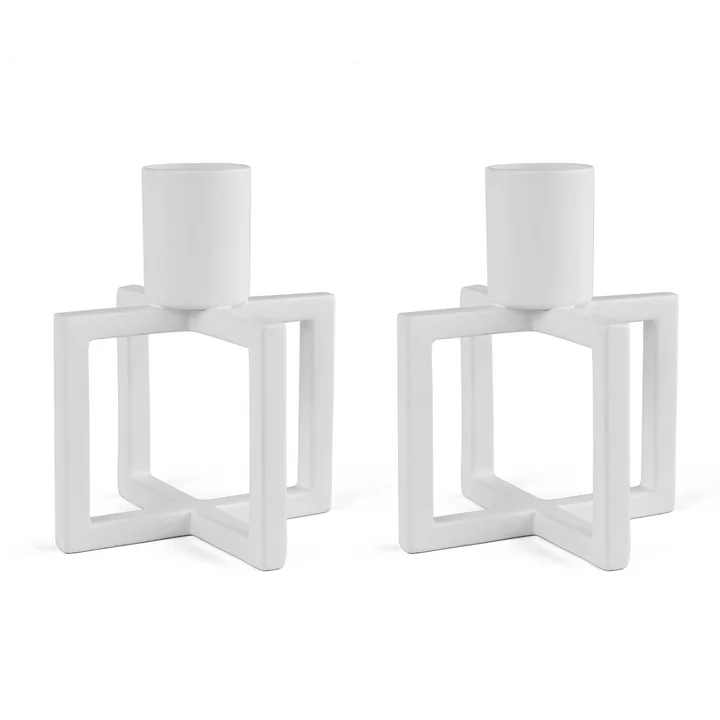HANA - OneFlame Kerzenständer H 8,3 x Ø 7 cm, weiss (2er-Set)