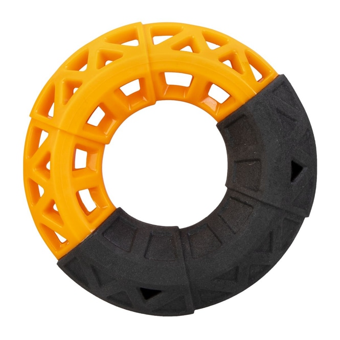 Hundespielzeug - Spielring aus Gummi - in schwarz/orange - ca. 14 x 14 x 4 cm