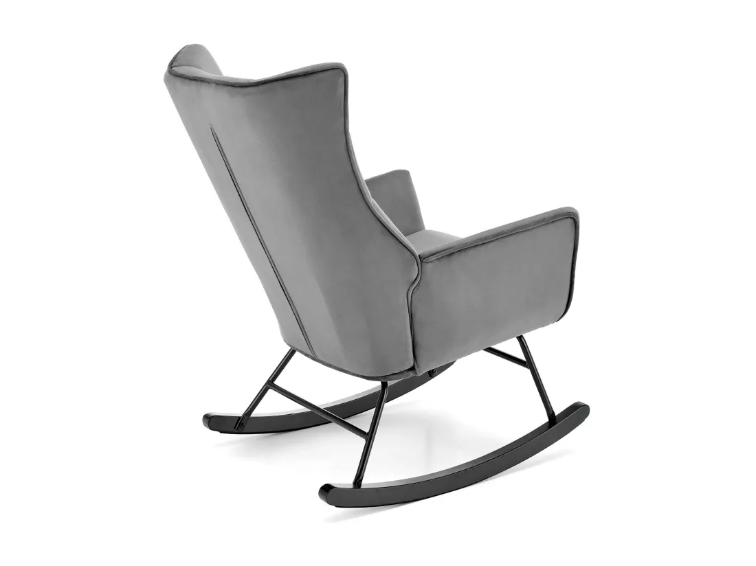 Rocking chair design en velours gris avec accoudoirs Market
