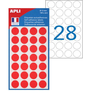 Apli Agipa - 168 Pastilles adhésives - rouge - diamètre 15 mm - réf 111843