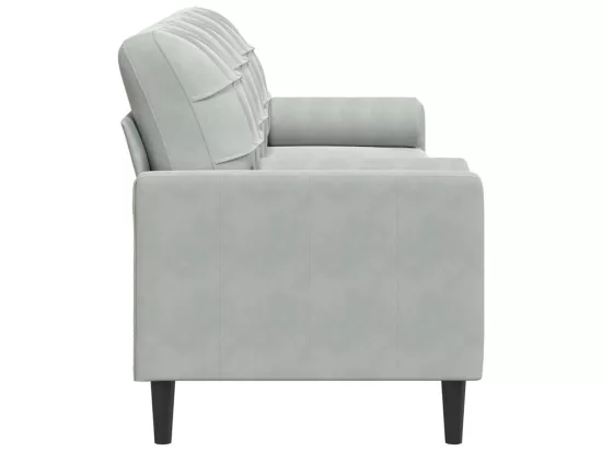Canapé 3 places avec oreillers gris clair 210 cm velours