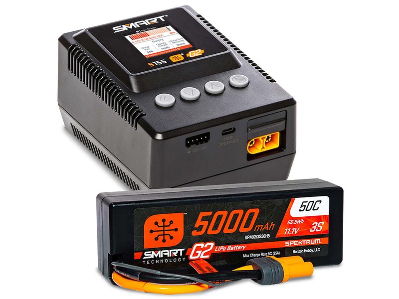 Spektrum Smart Powerstage Car Bundle S155 Ladegerät & G2 3S Smart G2 11.1 V 5000 mAh LiPo Akku mit Ladegerät