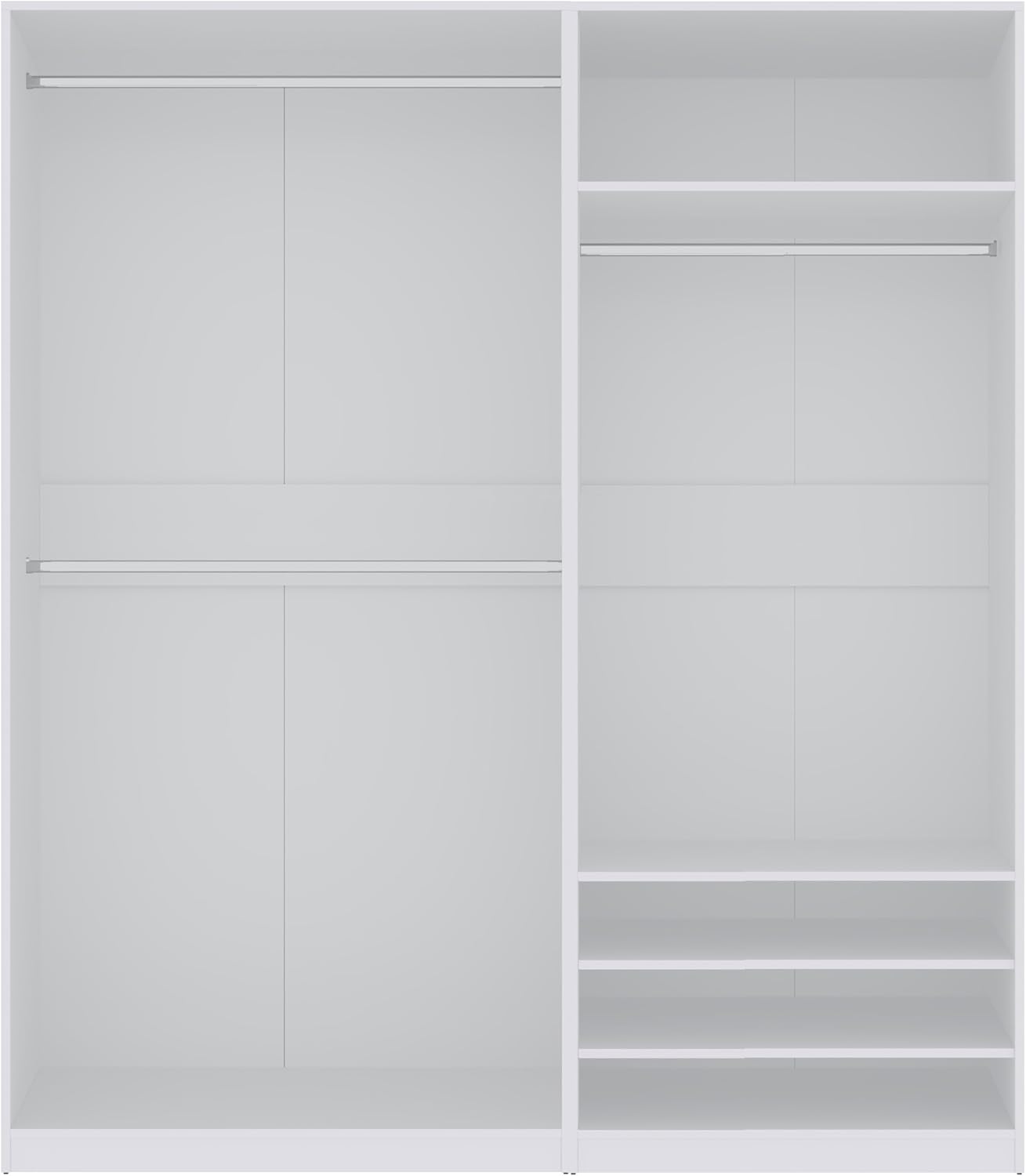Marmex Garderobenschrank-Set TRES K, Hochschrank ohne Türen für das Schlafzimmer, Kleiderschrank mit Kleiderstangen, Einlegeböden für Kleidung, Schuhe 180x206x51 (weiß)