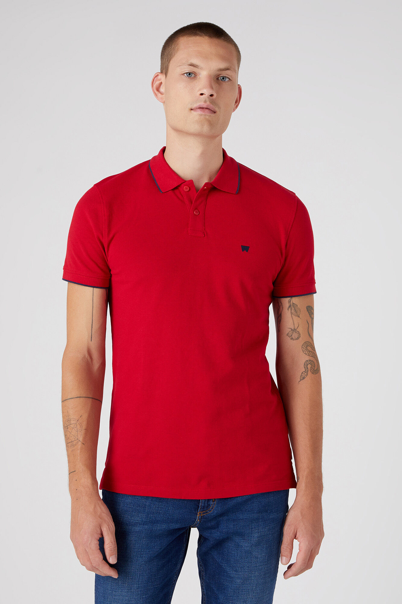 Camisa polo de manga curta padrão - Vermelha