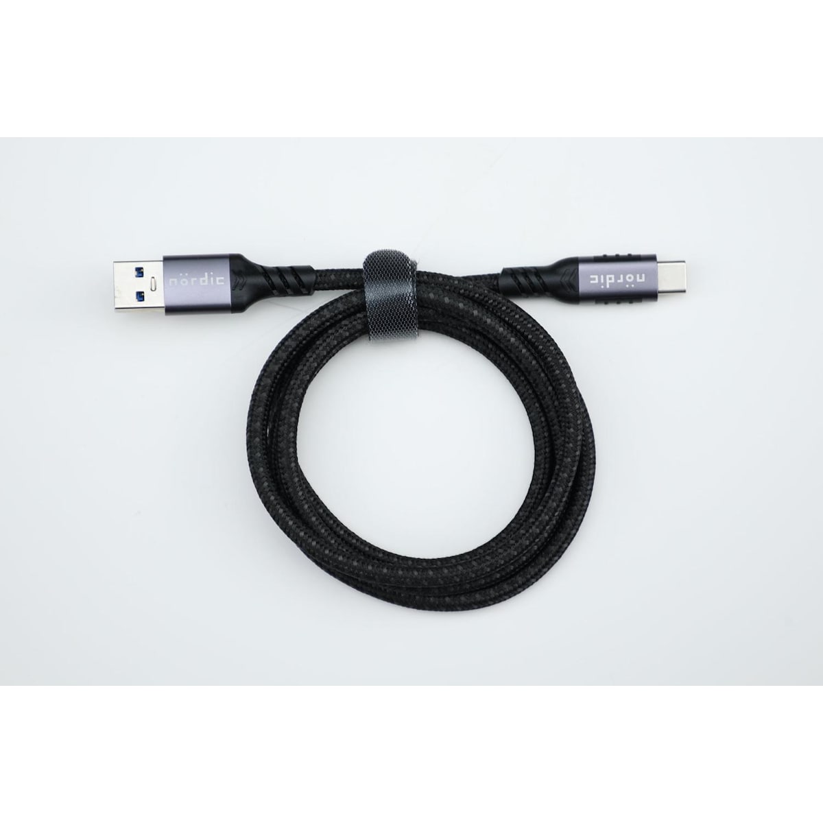 NÖRDIC 2m USB3.2 Gen1 USB-C til A nylonflettet kabel hurtiglading 3A 5Gbps Strømforsyning PD 60W