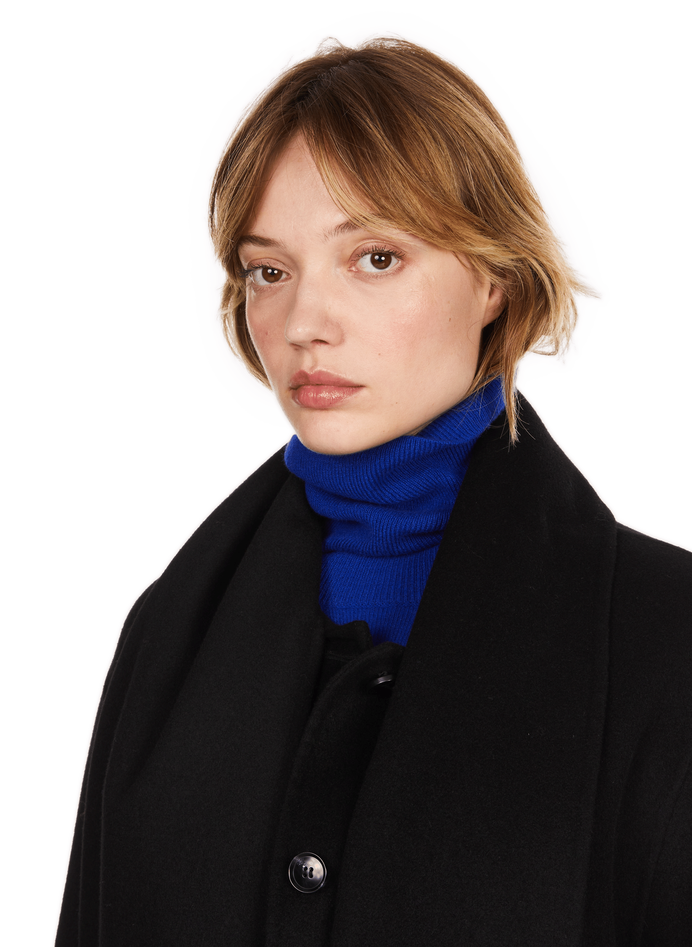 UACHA - Manteau à écharpe en laine mélangée| Noir