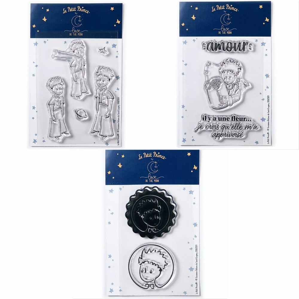10 tampons transparents le petit prince etoiles + fleur + portraits