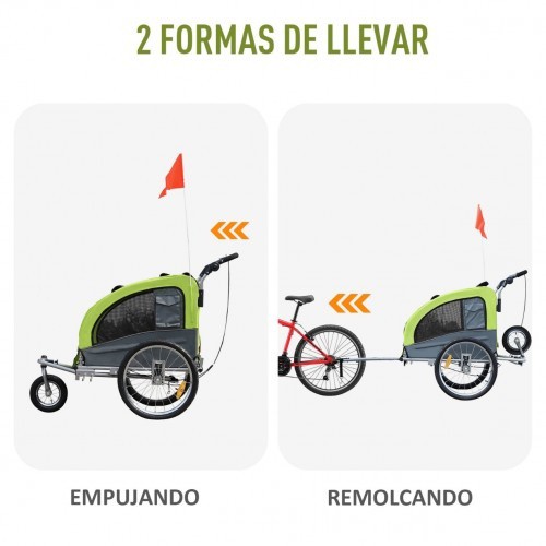Reboque para bicicleta PawHut para cães, verde/preto