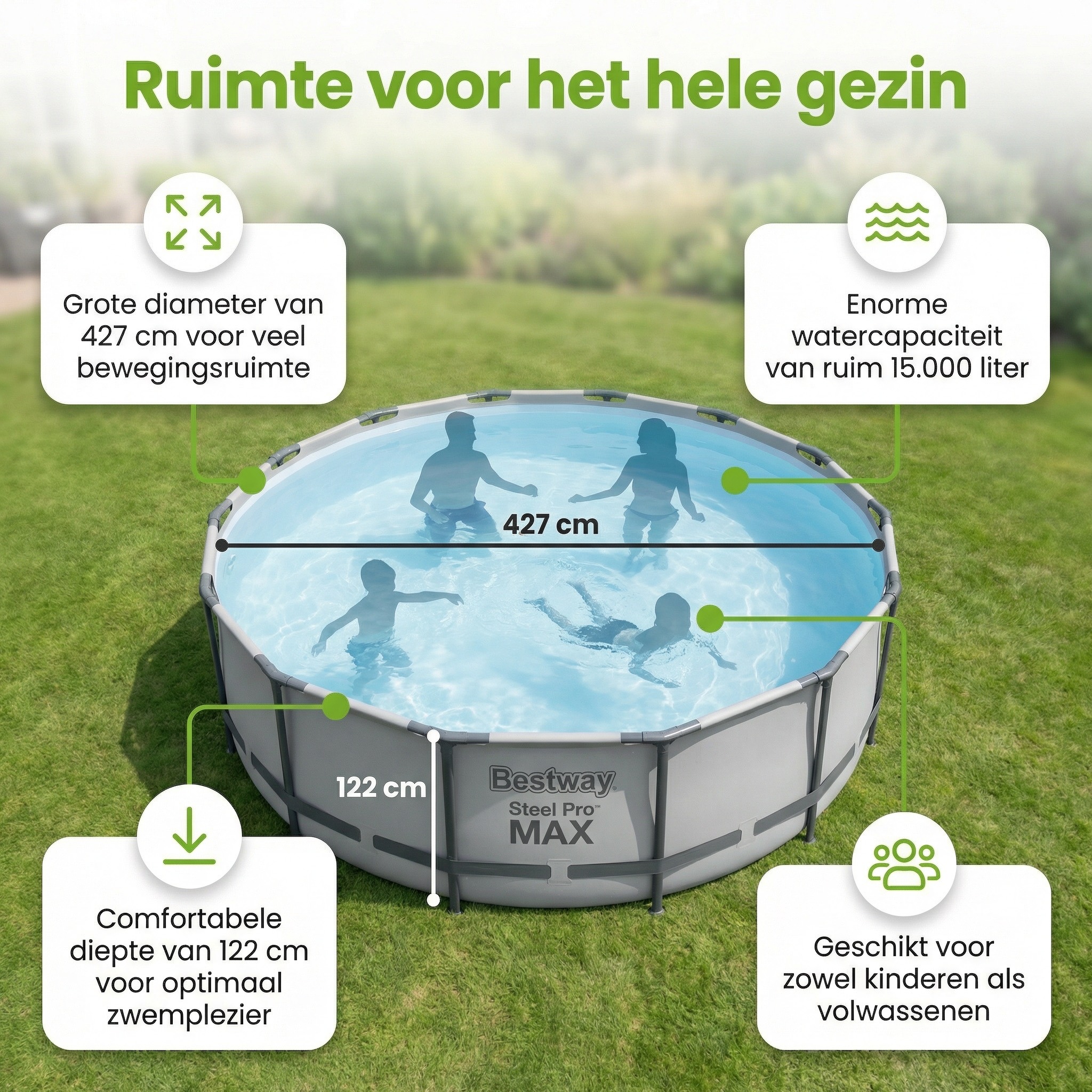 Bestway steel pro max 427x122cm zwembad steen – 5-delig