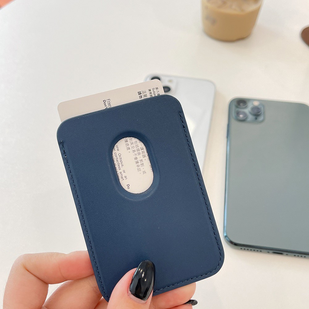 Magnetische Apple AirTag MagSafe Leder Wallet Kreditkarten Halterung - Gelb