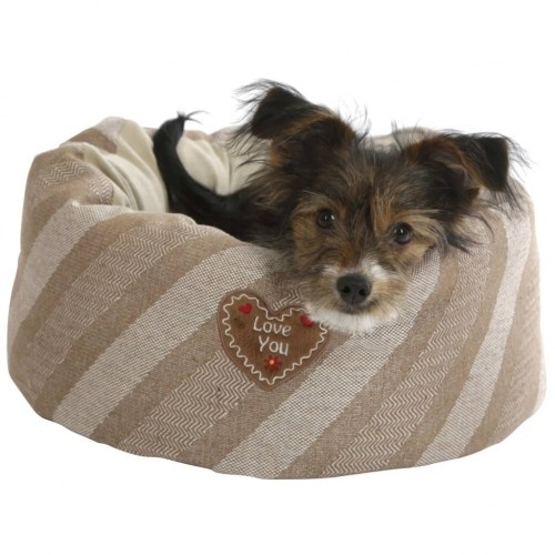 Cama Love You para cães de pequeno porte, bege