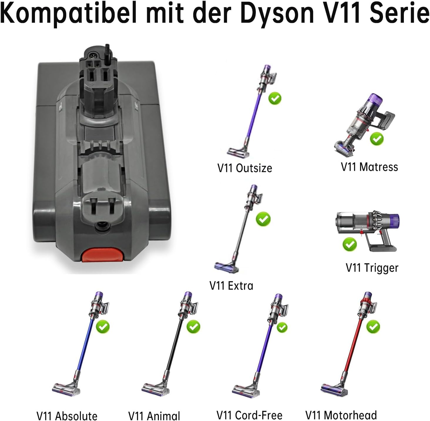 V11 SV15 SV17 Akku für Dyson, 25.2V 3950mAh V11 Ersatz Click-in Akku, kompatibel mit V11/SV15/SV17/V11 Outsize/V11 Tier/Drehmoment Antrieb Extra/Absolute Staubsauger (Nicht FIT V11 SV14 Schraubtyp)