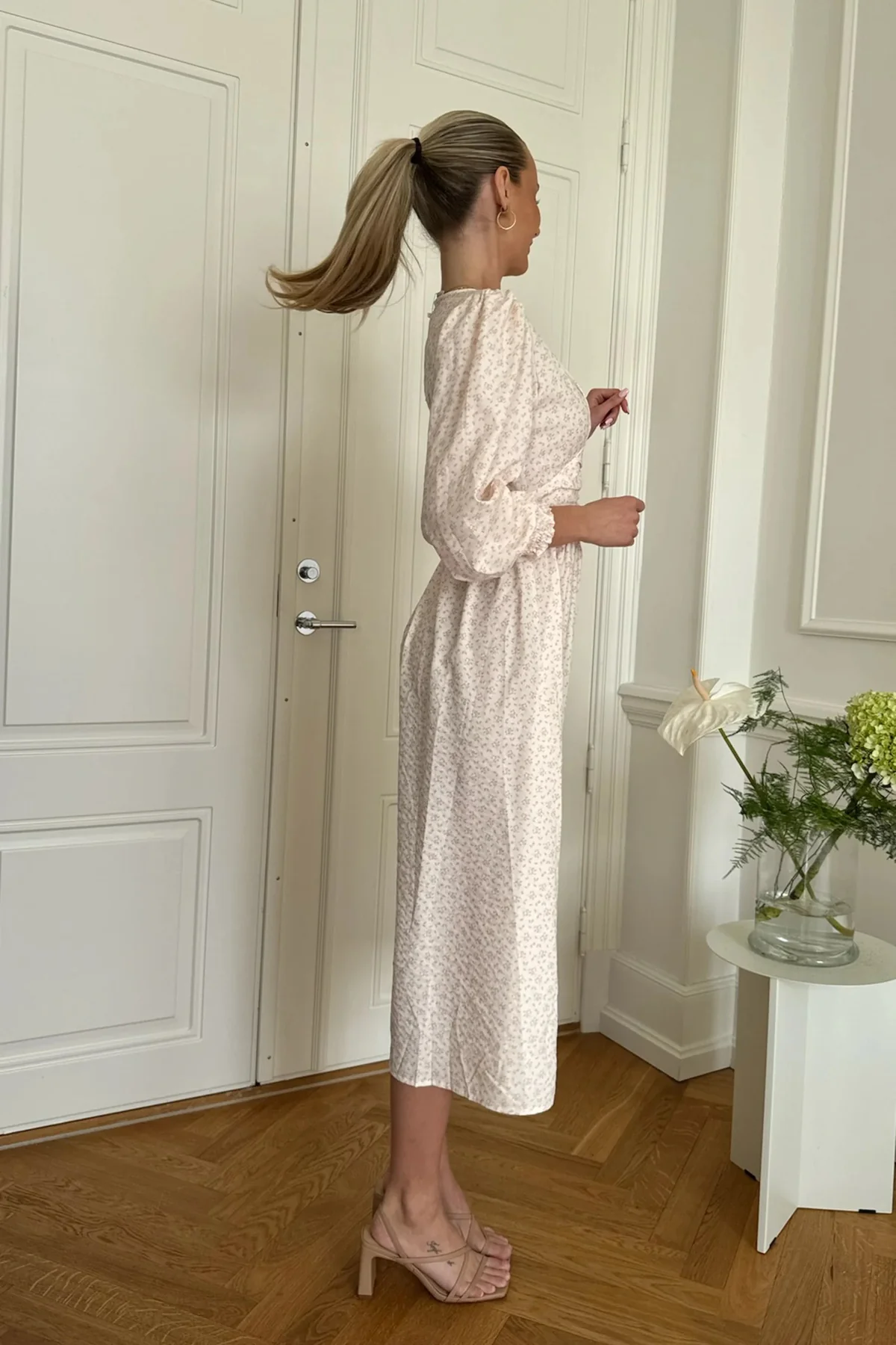 BYIC Adelic Long Dress peachfsp peach flower stem print