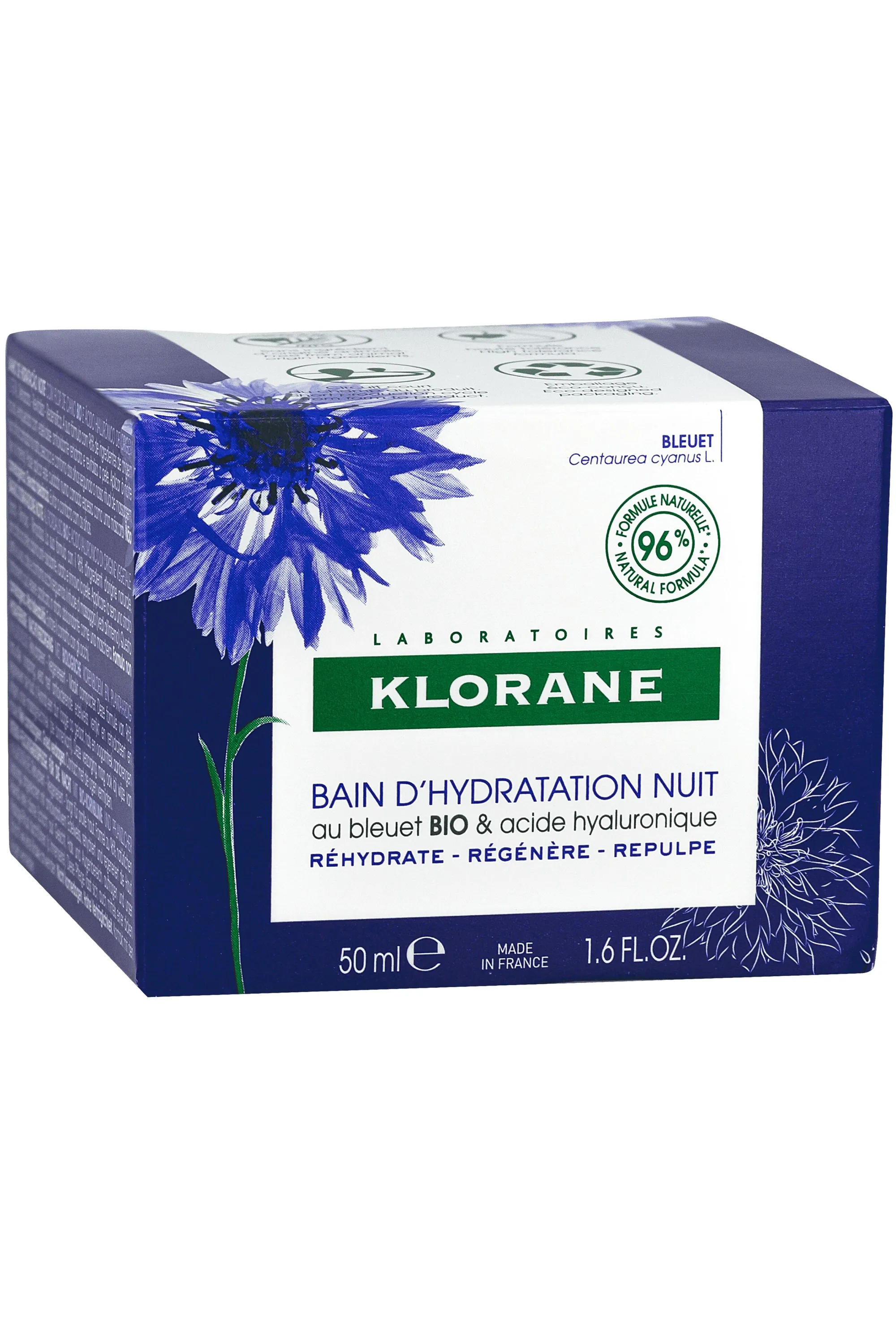 Klorane Bain d’hydratation nuit au Bleuet bio et acide hyaluronique-50 ml