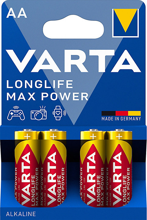 Pile alcaline AA (LR6) Varta Long-life Max Power, lot de 4