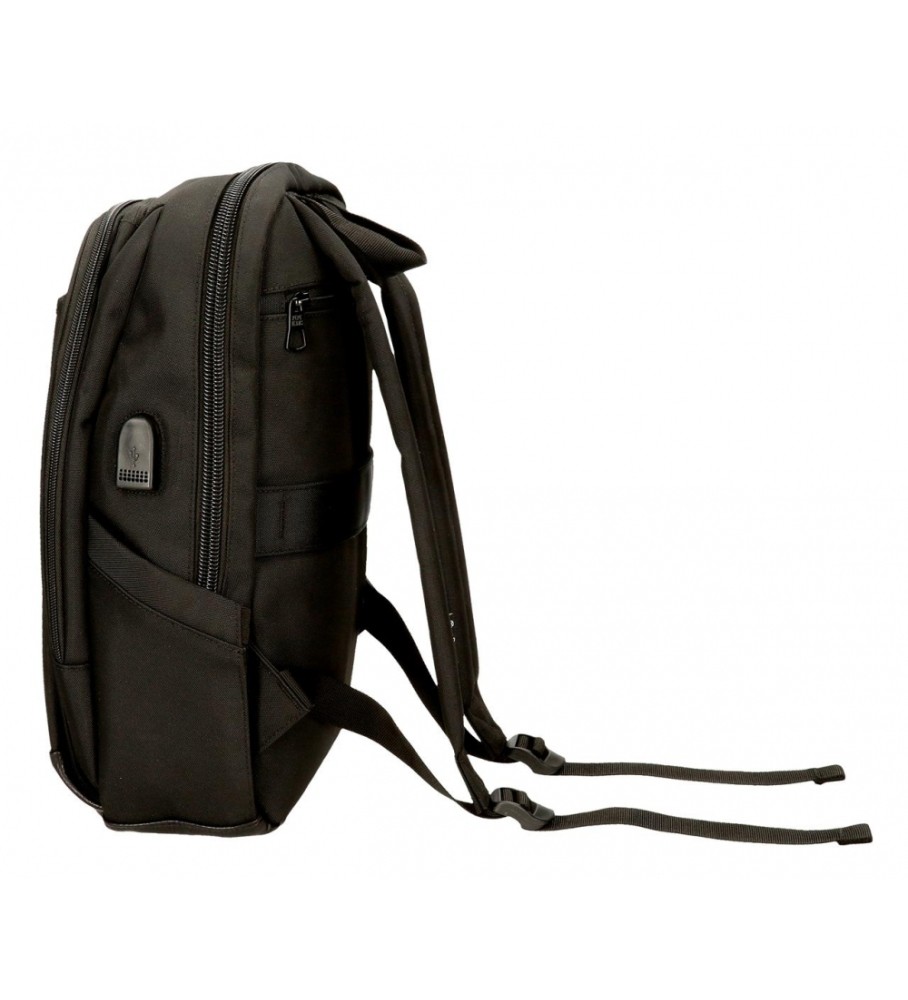 Mochila para computador Pepe Jeans Leighton com dois compartimentos, preta.