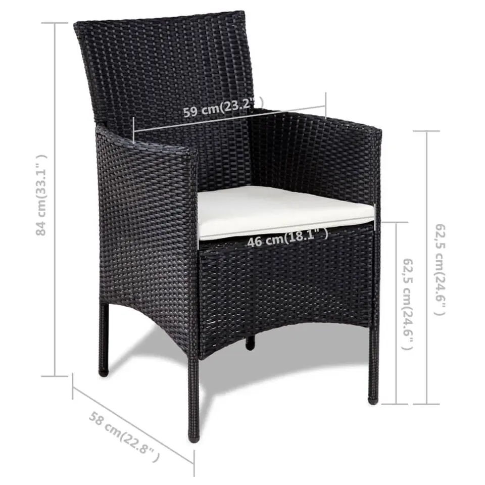 vidaXL - Bankset - Zwart - Poly rattan